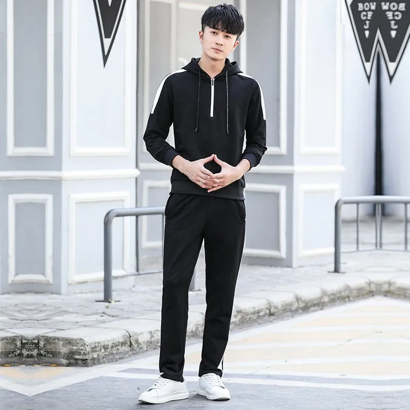 men black Women Hoodie Sweatshirt Sports Uniform Suits Mens Outdoor Running Set Fitness Sportswear Jogging Training Track Suit Plus Size - Цвет: men black