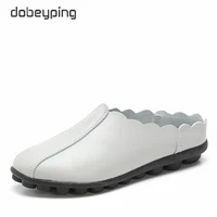 dobeyping new casual shoes woman soft genuine leather women flats slip on womens loafers fashion female shoe plus size 35 43