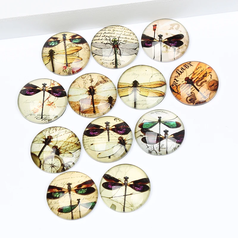 

onwear vintage dragonfly photo round dome glass cabochon 12mm 25mm diy jewelry cameo findings for pendant necklace