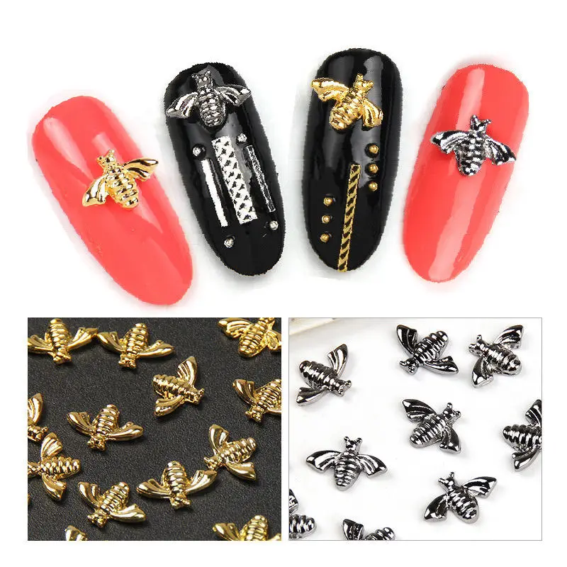 

10 шт., украшение для ногтей в виде пчелы, сплав, шармы, 3D дизайн ногтей, сделай сам, украшение для маникюра, 2 вида цветов