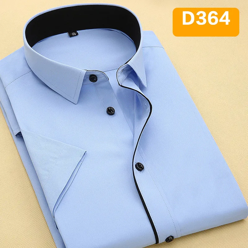 D364 DAVYDAISY, новинка, летняя мужская рубашка с коротким рукавом, модная однотонная саржевая Мужская рубашка, деловая белая рубашка DS249 - Цвет: D364