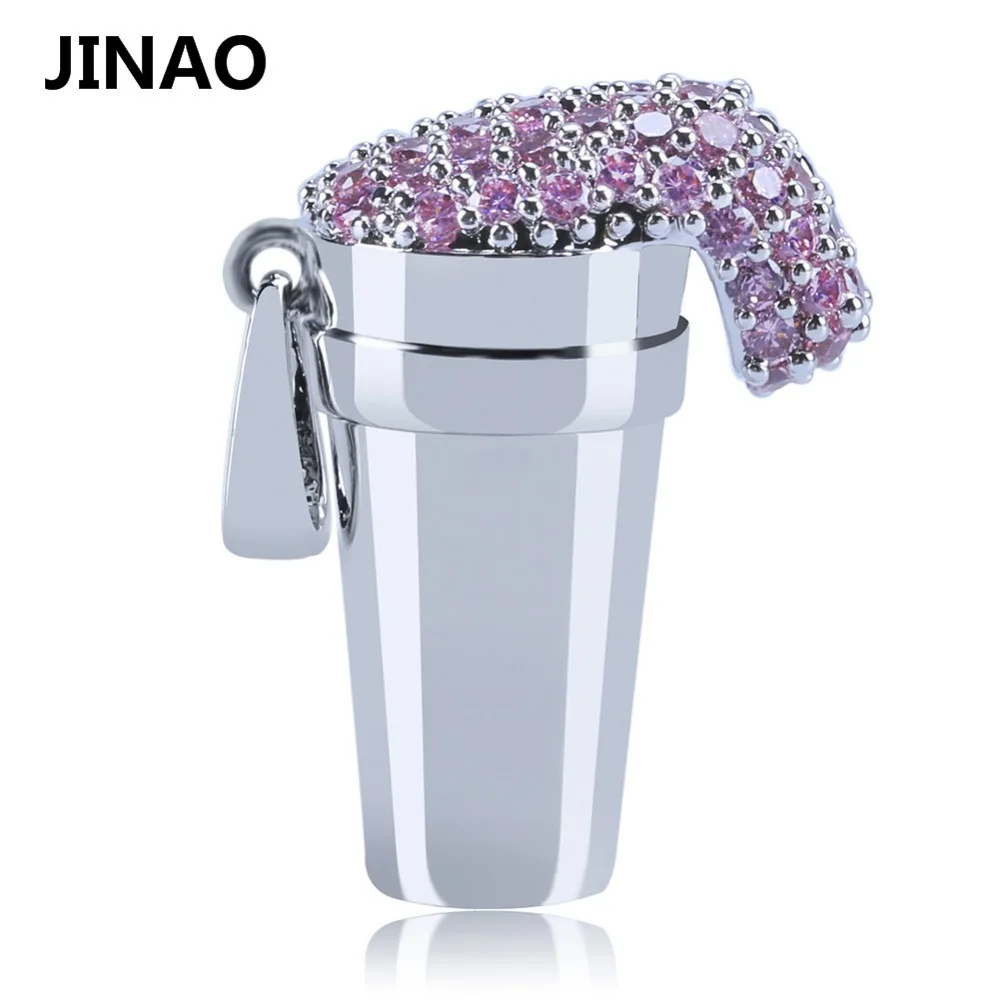 JINAO хип хоп подвеска Мороженое Micro Pave кубический циркон цепочки и ожерелья для