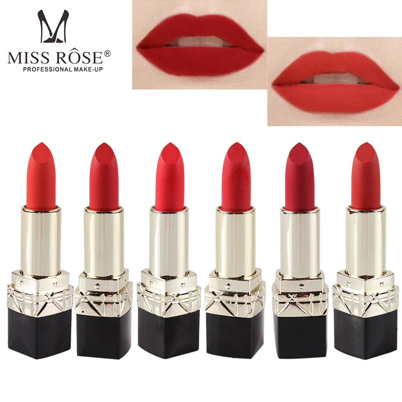 Матовая губная Помада Косметическая водостойкая длительный пигмент Miss Rose 6 цветов губная помада телесного красного цвета телесного цвета Увлажняющая губная помада бархат