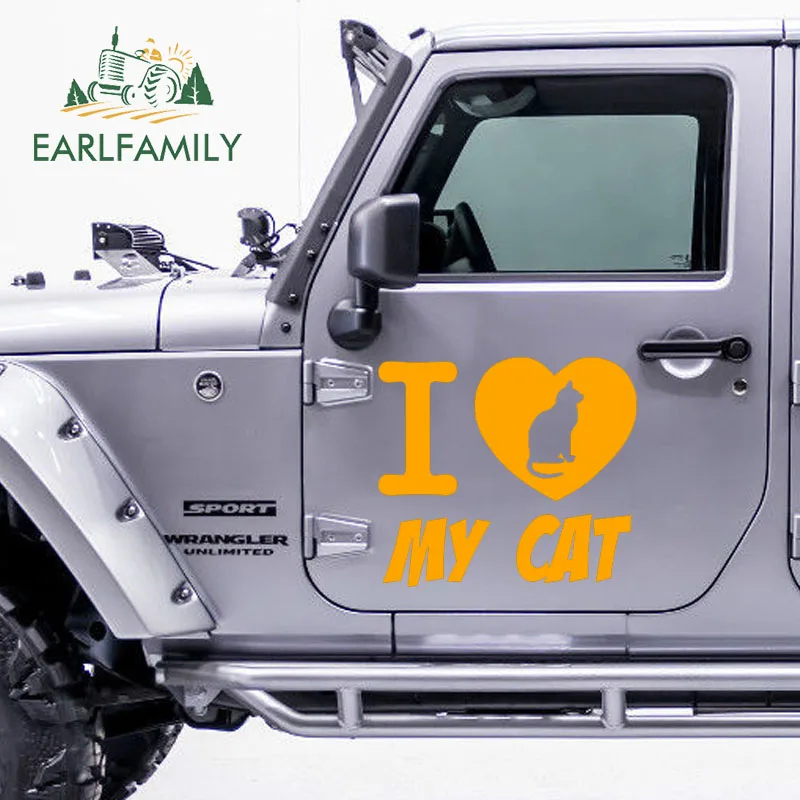 

EARLFAMILY 58 см x 58 см 2x I Love My Cat Graphic (по одному с каждой стороны) Автомобильная наклейка для дверей, боковых грузовиков, окон, Виниловая наклейка