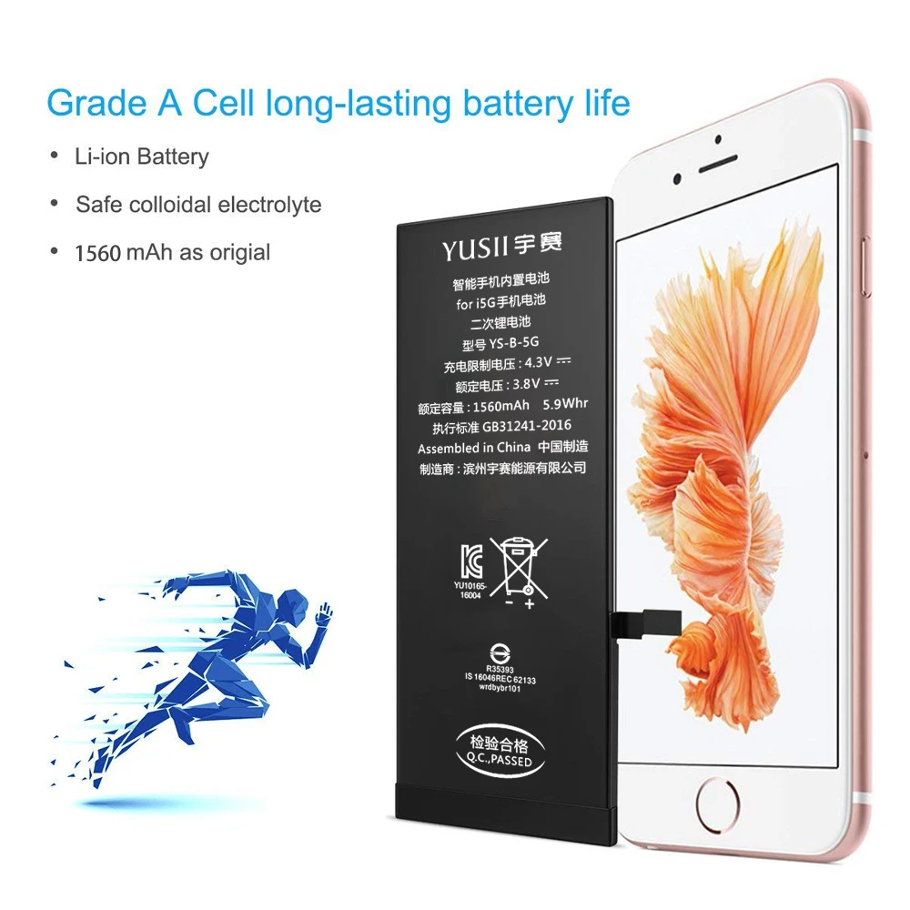Оригинальный аккумулятор для iPhone 5 1560 мА/ч Сменный телефона Apple большой