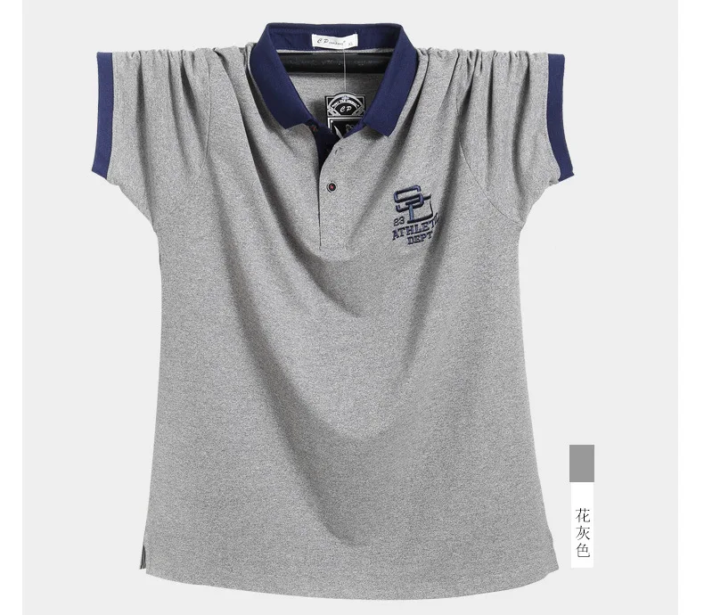 Большие размеры 4XL 5XL 6XL 95% хлопок Corlorful Henry Collor Повседневная рубашка поло с коротким рукавом Мужская теннисная рубашка подходит для полных парней синий серый