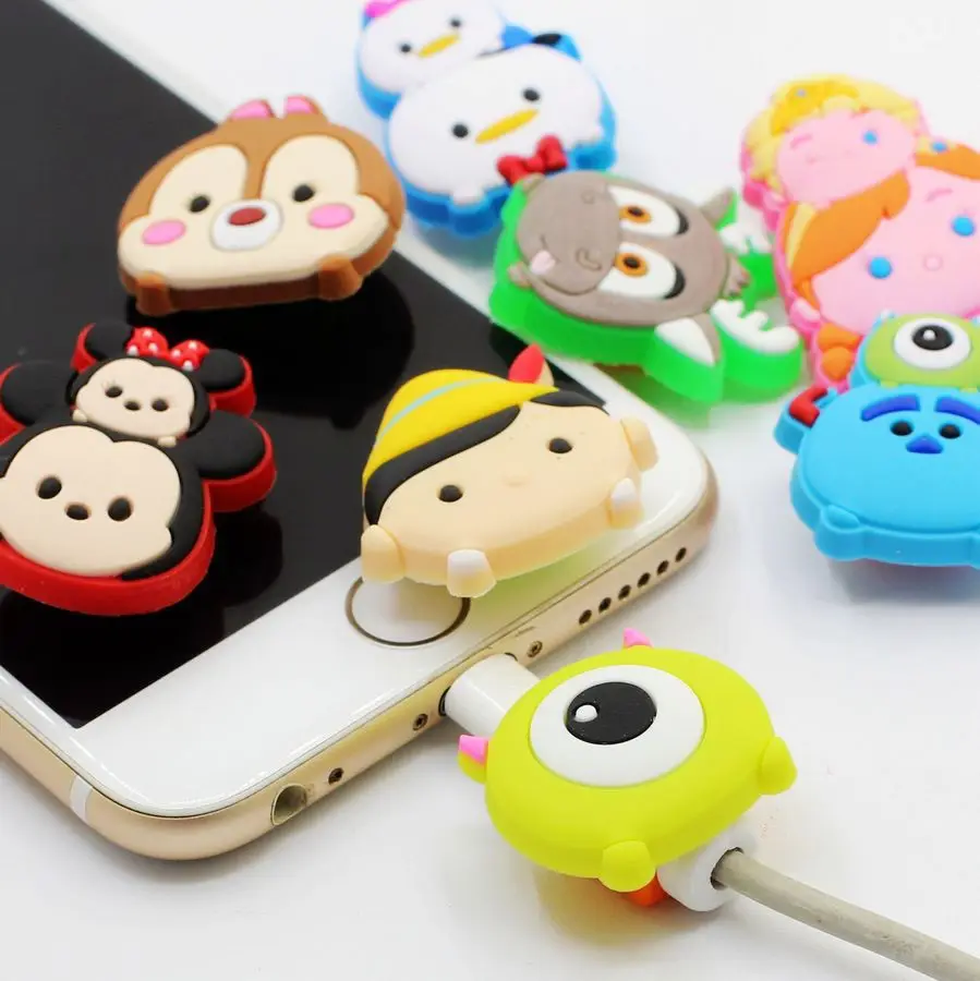 Cartoon USB Charger Cable Organizer Protector For iPhone Headphone data line saver Protection for samsung huawei xiaomi | Электроника