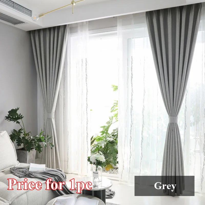 Grey JIANIW 80-85% затемненные занавески для домашнего декора, Затемненные занавески для гостиной, Занавески Из Искусственного льна, занавески для спальни, на окно, на заказ - Цвет: Grey