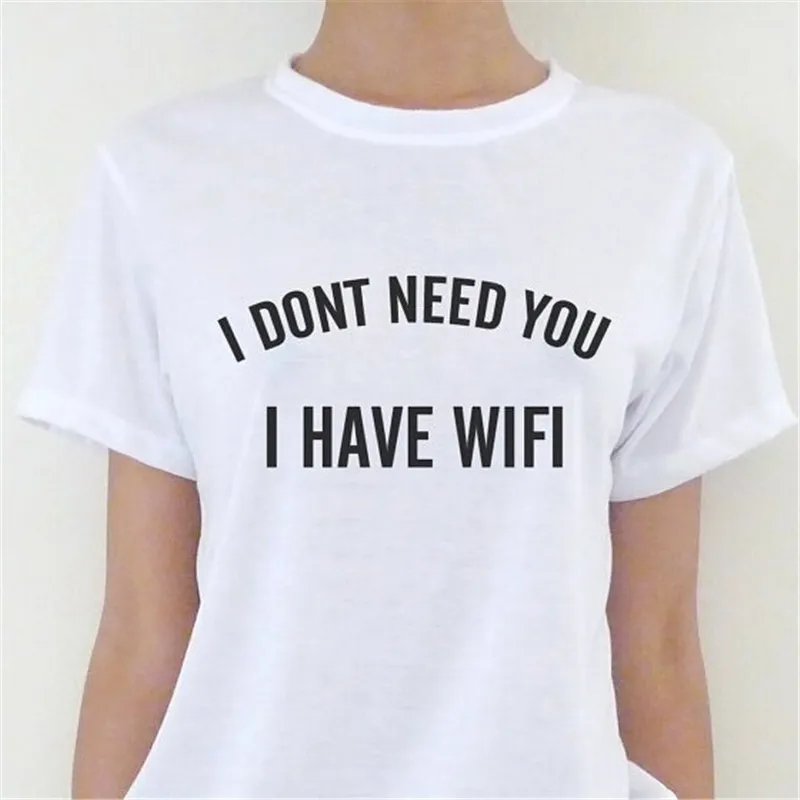 Я вам не нужен у меня есть футболка с Wi-Fi черная белая модная забавная со слоганом