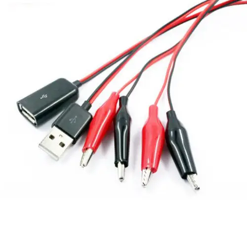 1PCS USB Crocodile wire Alligator clips Male + female to tester Detector connect |