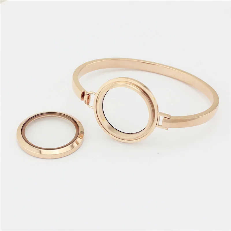 Нержавеющая сталь плавающей медальон браслеты из розового золота круглый Винт