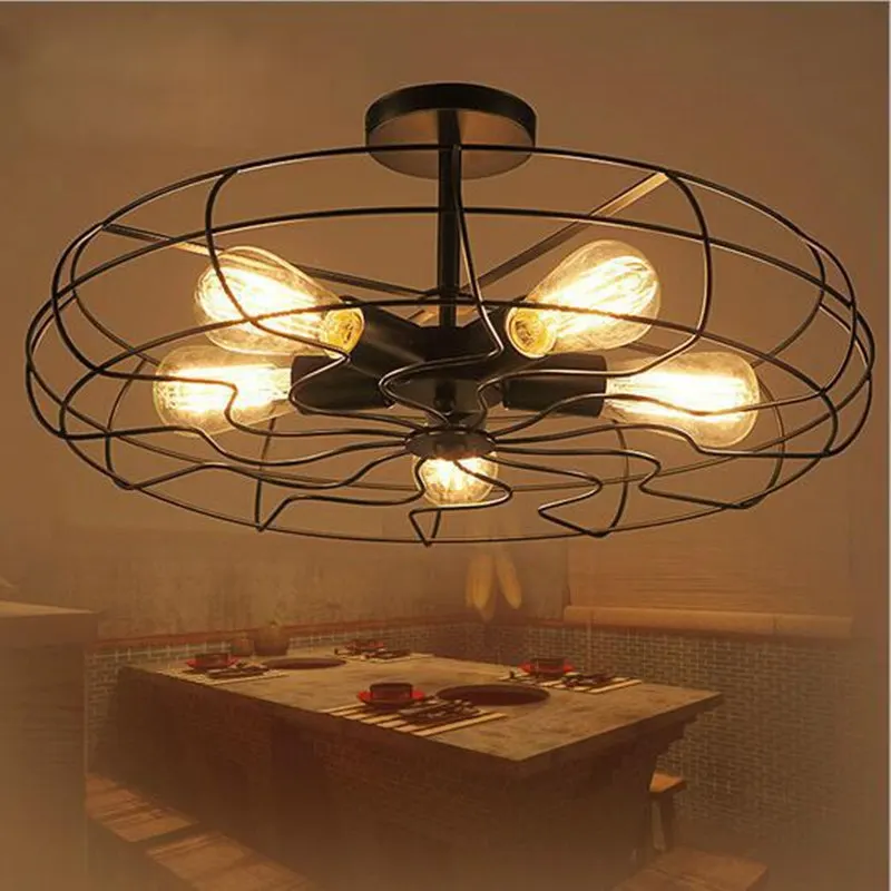 5Heads E27 Base Iron Material Vintage Retro Industrial Fan Ceiling Lights American Country Kitchen Loft Lamp for loft decor