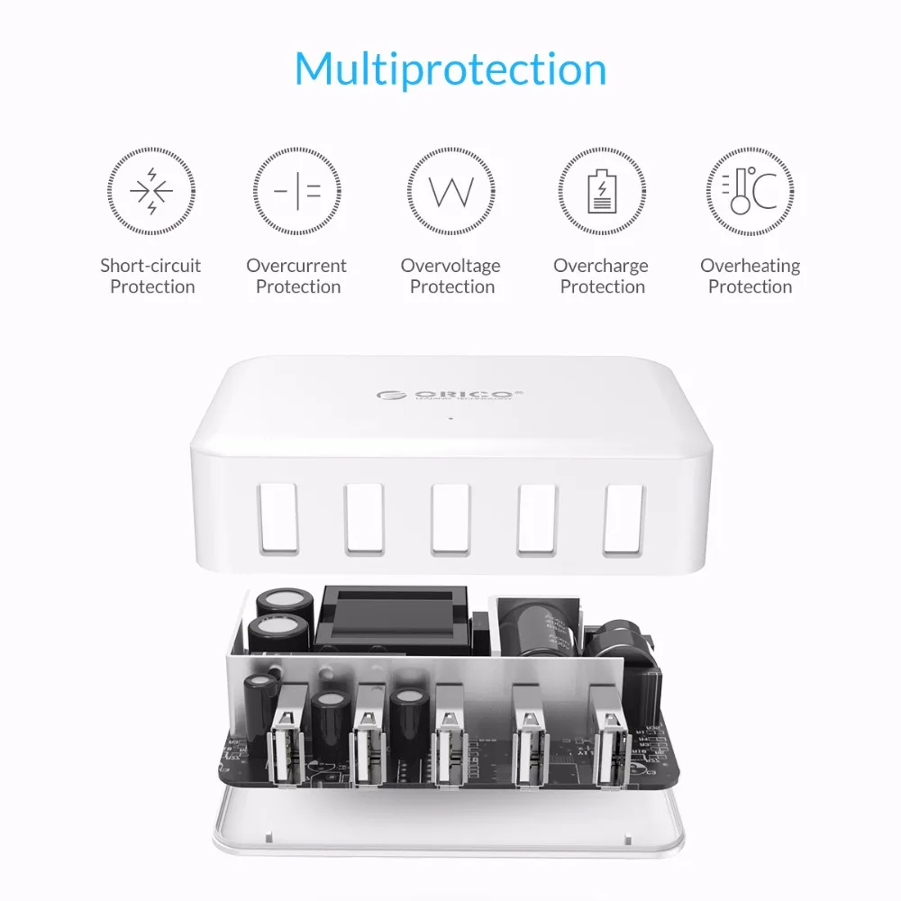 ORICO 5 портов настольное USB зарядное устройство портативное смарт адаптер для Samsung