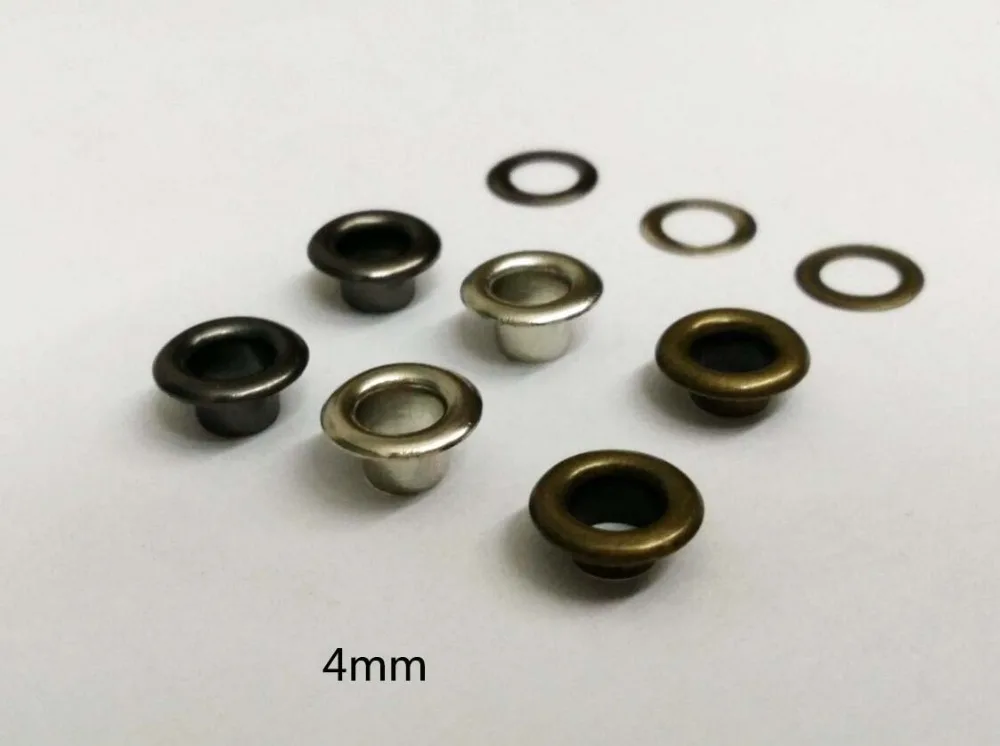 

Wholesale 400sets/lot 4mm inner metal brass eyelets with washer small round metal grommets nickle color free shipping