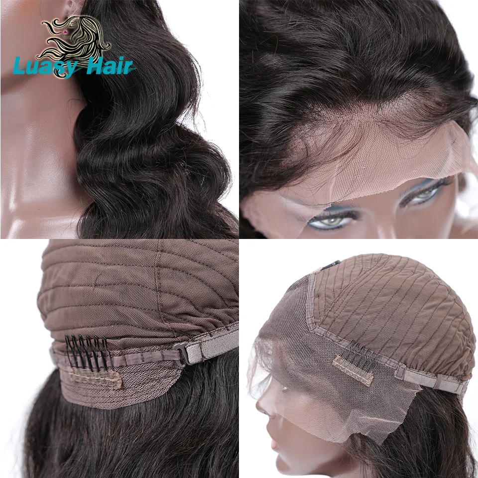Объемные волнистые кружевные передние человеческие волосы парики для черных