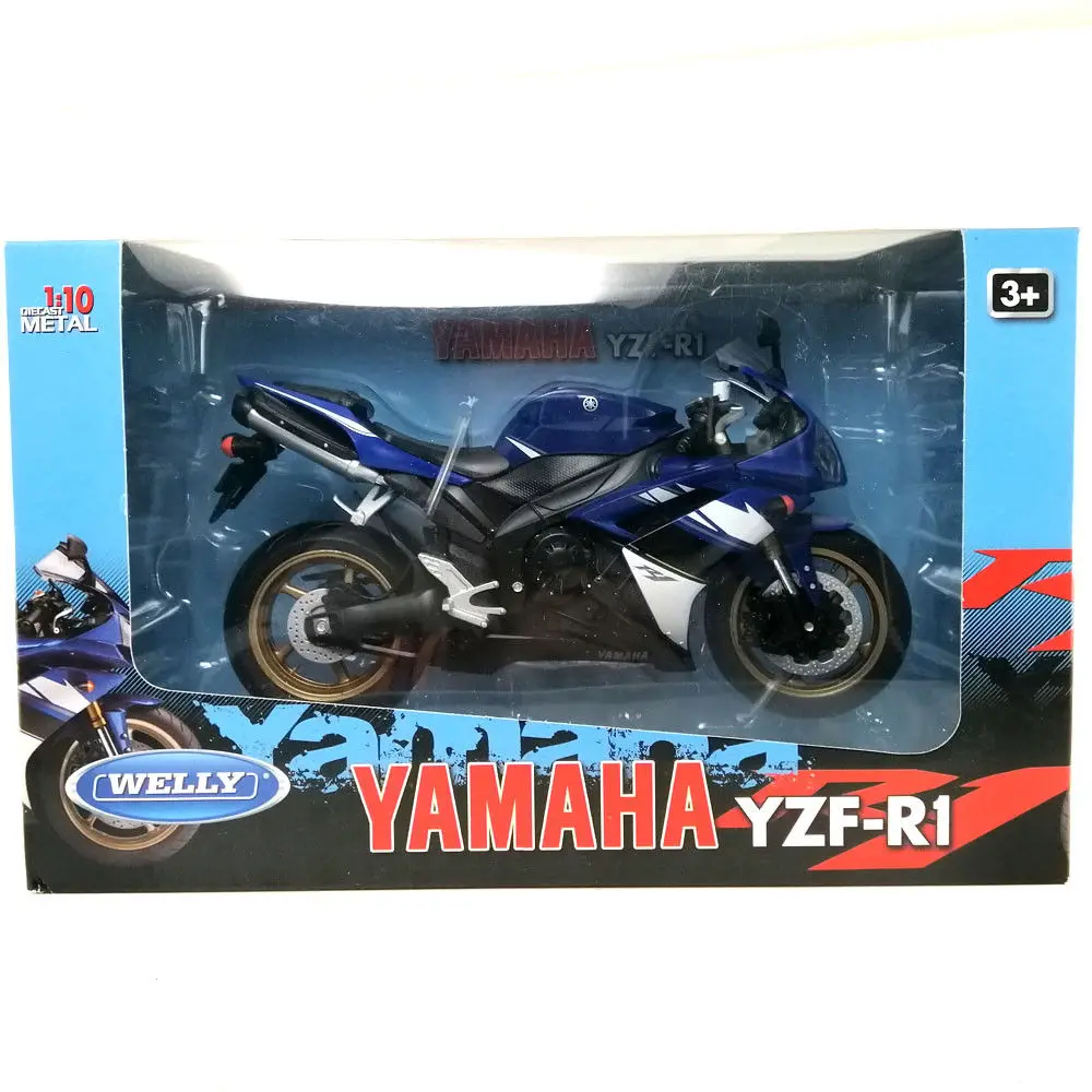 Welly 1:10 YAMAHA YZF R1 синий мотоцикл велосипед Модель игрушки Новый в коробке| |