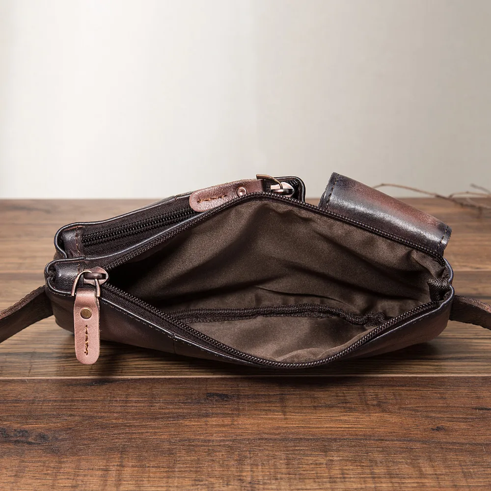 Модная качественная кожаная мужская сумка слинг через плечо дизайнерская