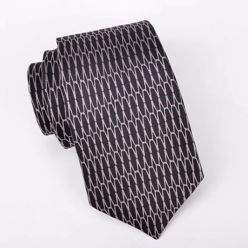 

Ikepeibao Men`s Tie Black Geometric Jacquard Woven Polyester Necktie Fashion Trend Custom Design Ties for Formal Wedding
