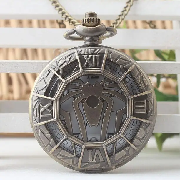 Супер герой Человек паук ретро карманные часы полые крутой дизайн с Fob ожерелье