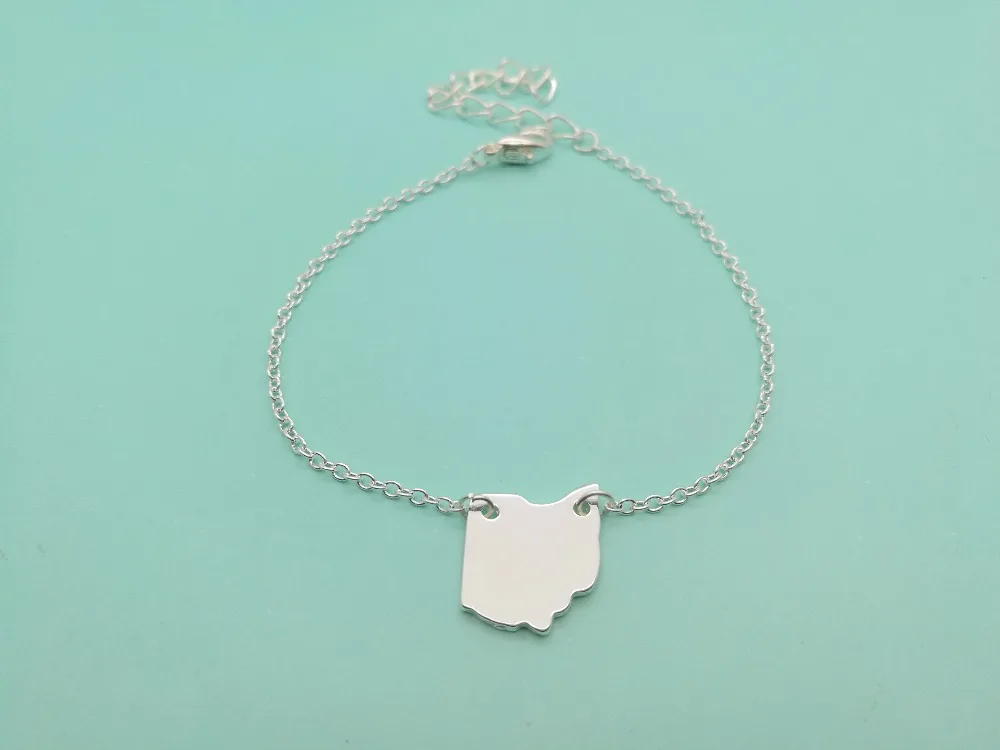 

10PCS Cute Outline Ohio State Bracelets OH State Map Bracelets America USA State Map Bracelets for Hometown Souvenir Gifts