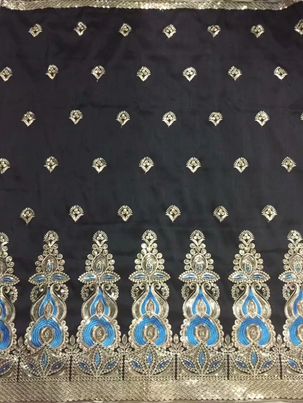 Black Color African Lace George High Quality Nigerian Fabrics New Silk Fabric With Beaded And Sequins ZGL18-1 | Дом и сад