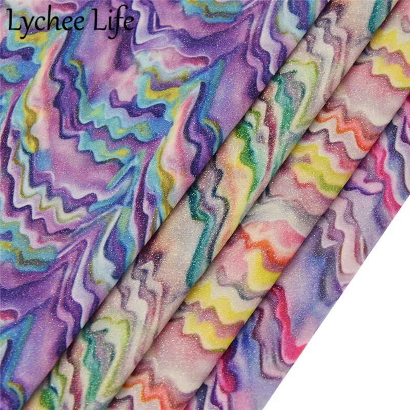 Lychee жизнь цветной глиттер Искусственная кожа ткань хит Цвет A4 PU 29x21 см Ткань DIY Ручная работа шитье ткань аксессуары