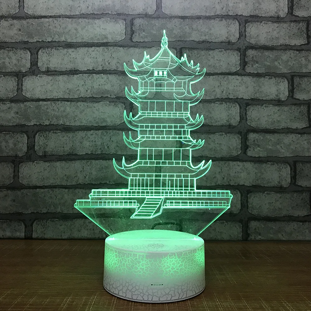 Wonder Pagoda Ночная лампа мультяшная 3d цветная прикроватная для спальни Прямая