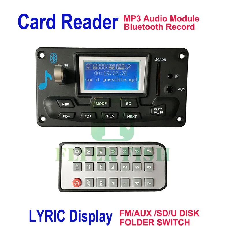 Модуль WAV WMA SD/MMC 12 В постоянного тока MP3 Bluetooth рекордер FM радио песня светодиодный