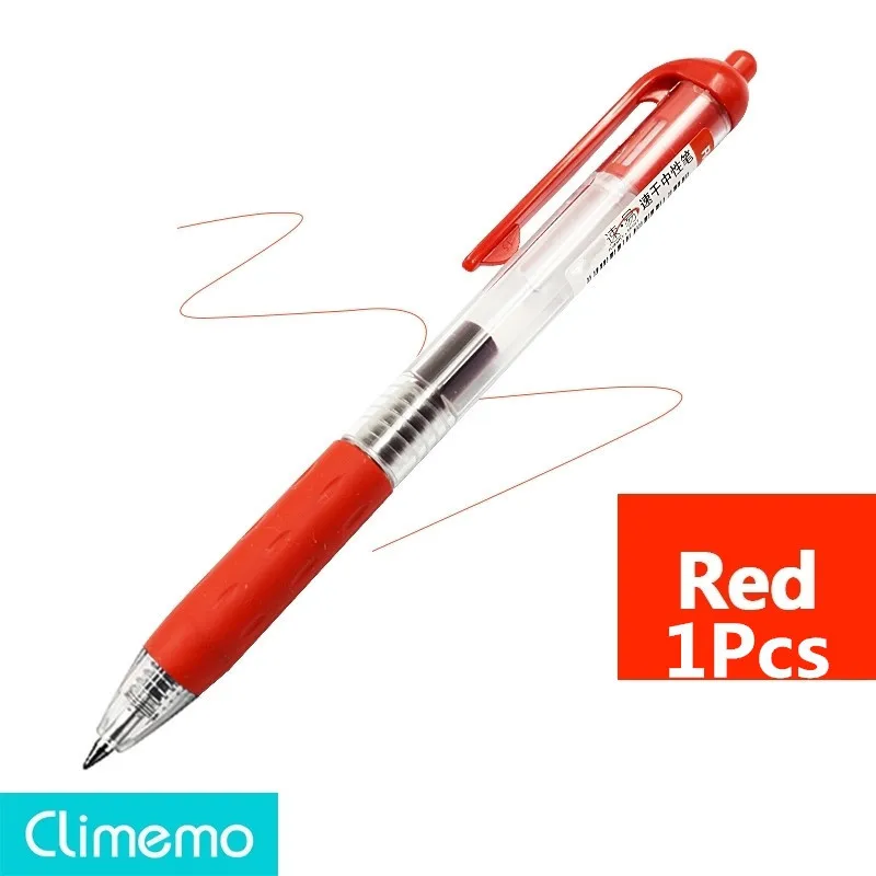 1Pcs Red 0.5mm Gel Pens For School Office Supplies Kawaii Press Type Multicolor ballpoint pen Cute stationery Writing Store - Цвет: 1Pcs Red