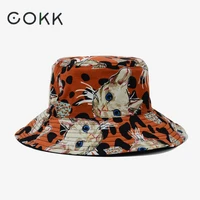 cokk bucket hat women men cat pattern double sided fisherman cap couple street hip hop fishing hat mens panama sunhat black new