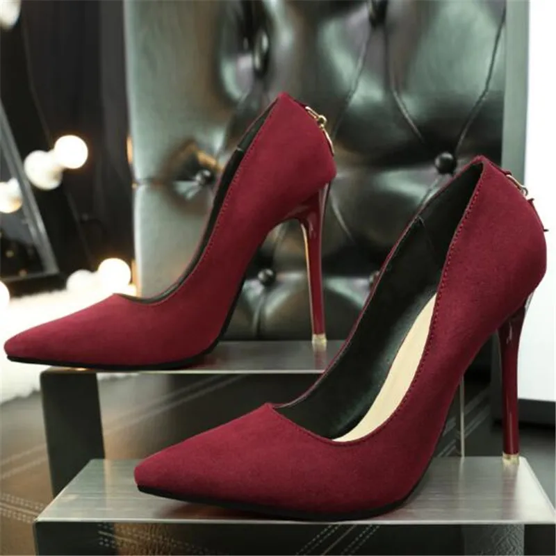 

Faux Suede Women Pumps High Heels Women Shoes Fashion Lady Shoes Pointed Toe Thin Heels Ladies Shoes 2019 New Party Shoes Woman