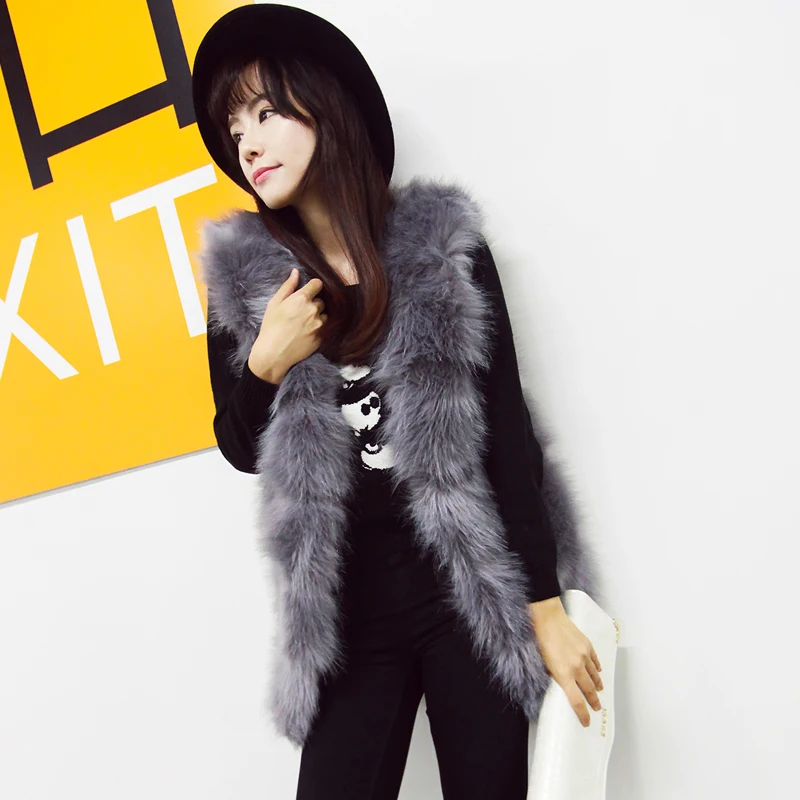 Новинка 2017 зимний женский толстый теплый жилет из искусственного меха лисы