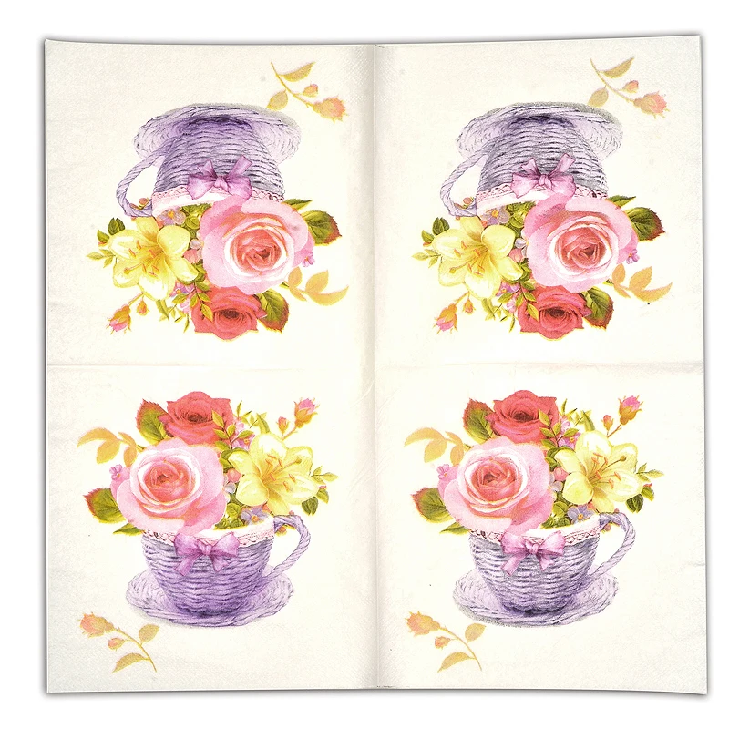 10 шт Цветочный Цветок тема бумажные салфетки еда праздничные вечерние декупаж