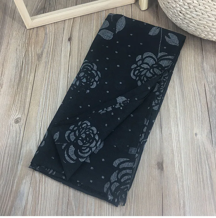 black Marte& Joven, роскошный бренд, с цветочным принтом розы, для женщин, шали с бахромой, обертывания, модные, весна/осень, теплые шарфы, палантин для дам - Цвет: black