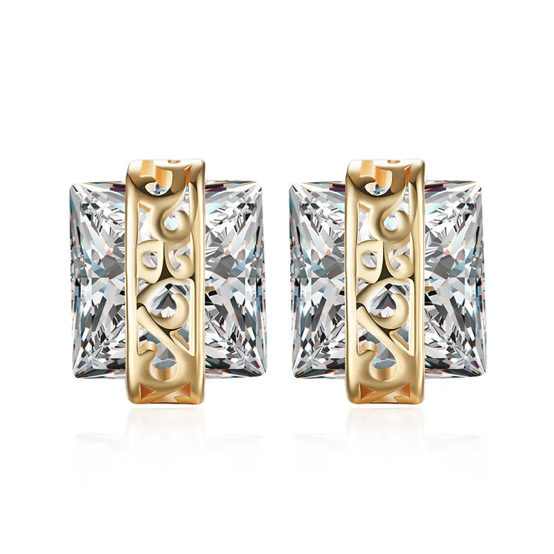 2017 Female Fashion Luxury Crystal Zircon Stud Earrings Square Romantic Jewelry For Women Pendientes Mujer Moda | Украшения и