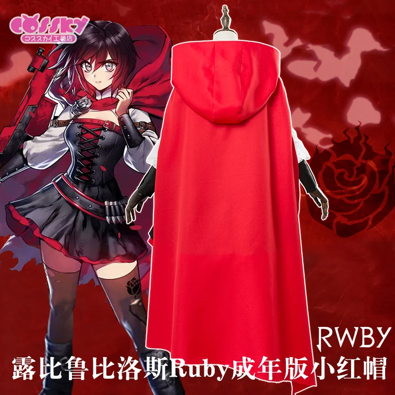 Бесплатная доставка Аниме Ruby Rose Косплэй костюм Хэллоуин равномерное плащ +