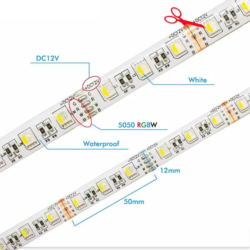 LED лампочка 5050 DC12V RGBW Светодиодные ленты 5 м 300LED светильник с 3A Мощность и 2 4G RF