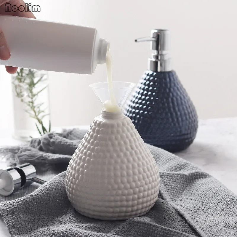 NOOLIM Liquid Soap Dispensers Bathroom White Ceramic Emulsion Bottle Bath Accessories | Дом и сад