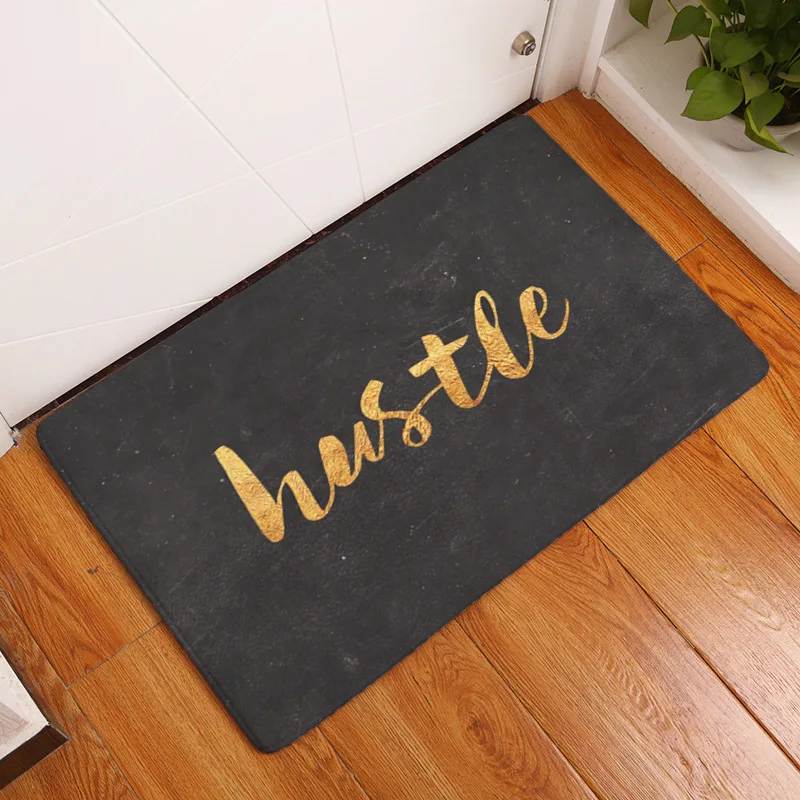 Золотые фланелевые ковры с буквенным принтом Нескользящие напольные мягкие