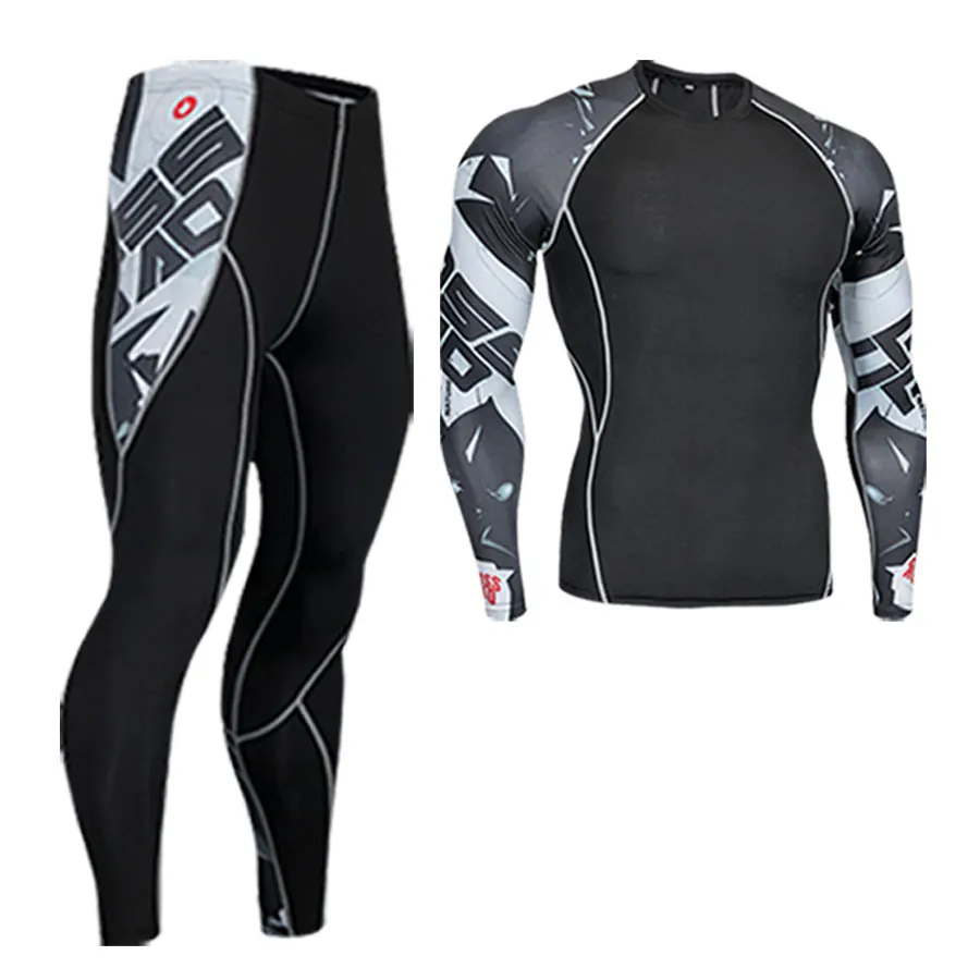 Suit 3 Мужские комплекты для бега, Спортивные Компрессионные костюмы, тренировочные футболки, одежда для спортзала, фитнеса, набор для бега, спортивная одежда, шорты для спортзала, костюм для фитнеса - Цвет: Suit 3