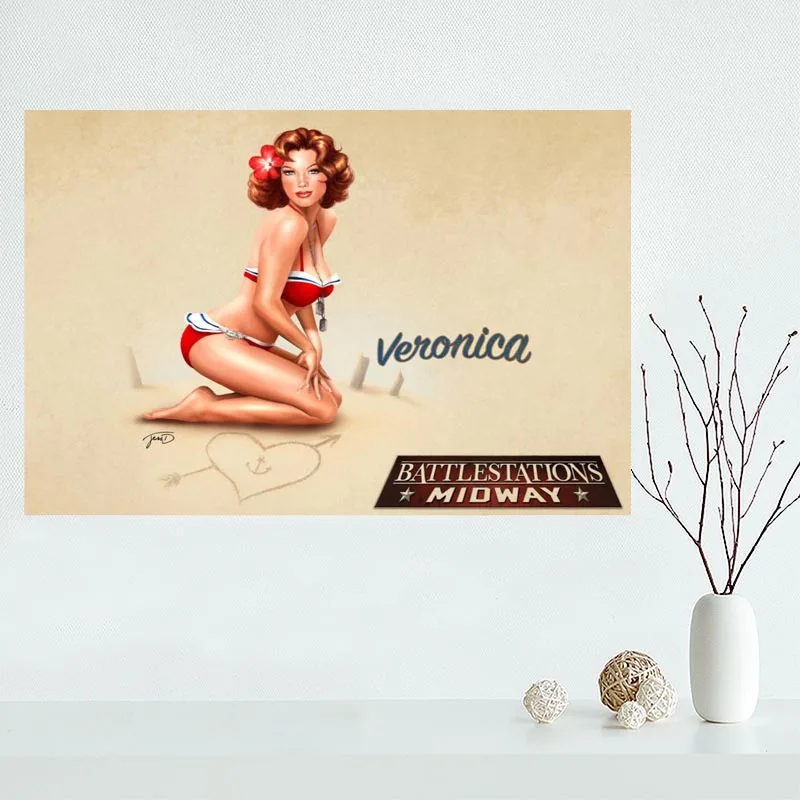 Хороший на заказ Pin Up Девушки Холст плакат печать живопись искусство настенный Шелковый плакат ткань печать ткань плакат - Цвет: Светло-серый