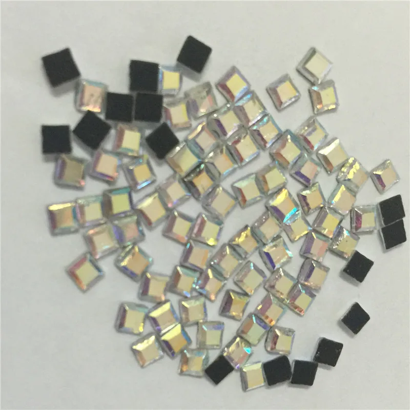 100 шт Кристалл AB 3*3 мм квадратная форма горячей фиксации FlatBack strass прозрачные