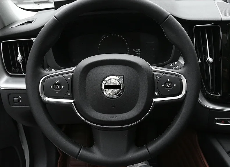 Для Volvo XC60 S90 XC90 v90- металл+ стразы отделка рулевого колеса украшение наклейка 2ps аксессуары для стайлинга автомобилей