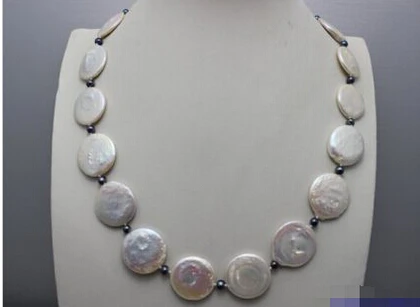 

hot-selling +++817 white Coin-shaped fresh water pearl necklace 19INCH
