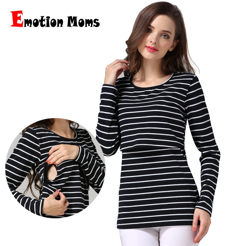 

Emotion Moms Striped Maternity Clothes Breast Feeding Tops Top Pregnancy Clothing For Pregnant Women Maternity T-shirt