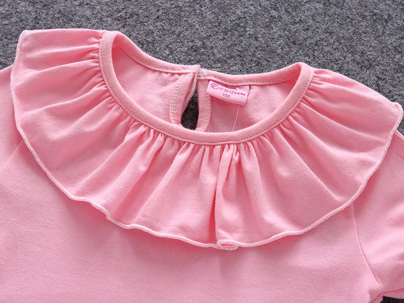 Baby Girl Clothing 2019 summer solid t shirt kid child ruffles sleeve clothes t-shirts baby girl children shirts 0-7T AA3511 | Детская