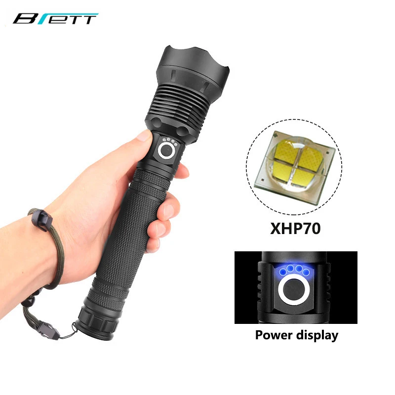 Светодиодный фонарик Cree xhp70 с usb зарядкой растягивающийся зум ударопрочный для