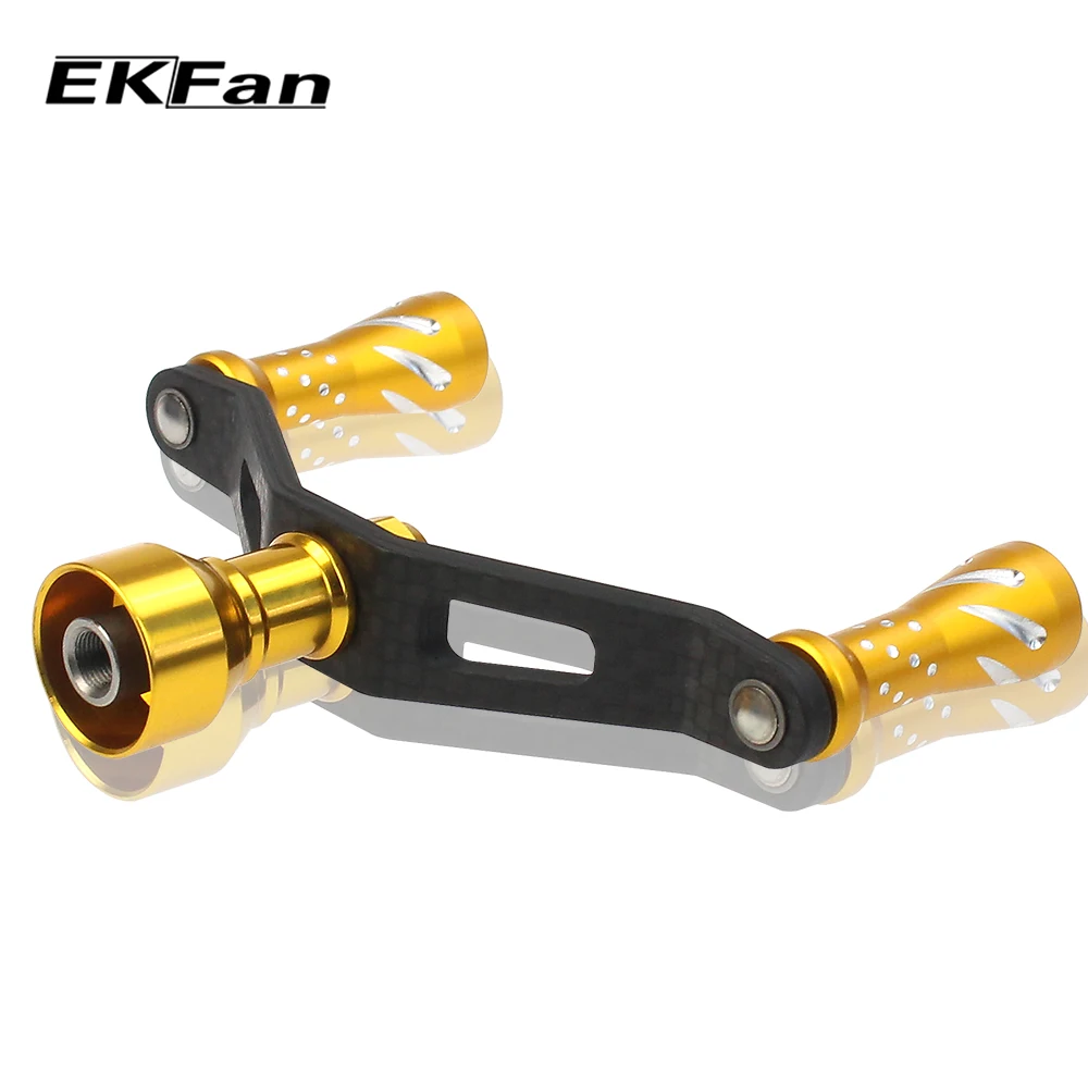 

EKFan Aluminum Alloy Knob + 91MM Carbon Fiber Double Handles Gold Color Fishing Reel Handle Fishing Tackle Tool