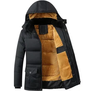 Новая зимняя мужская куртка, утепленный черный бархатный пуховик с капюшоном, мужское пальто, пальто, хлопковая куртка
