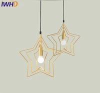 iwhd modern led pendant lamp creative golden star hanglamp rotatable fixtures home lighting pendant light droplight luminaire